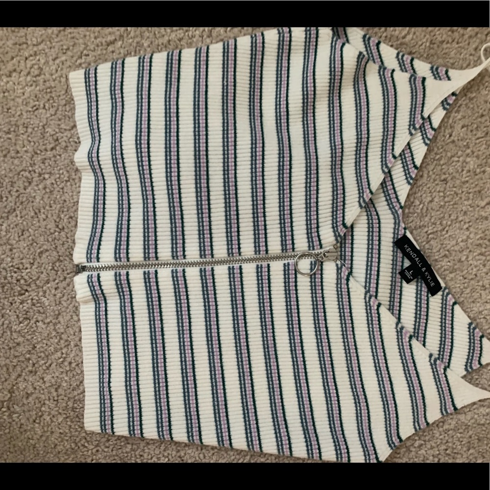 Zip Up Stripey Tank Top